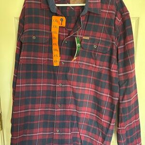 Orvis Men's Burgundy and Navy Plaid Shirt